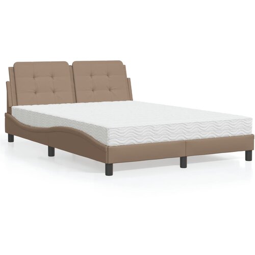  The Living Store Postelja z vzmetnico kapučino 140x190 cm umetno usnje - Postelja, (21445734) Slike