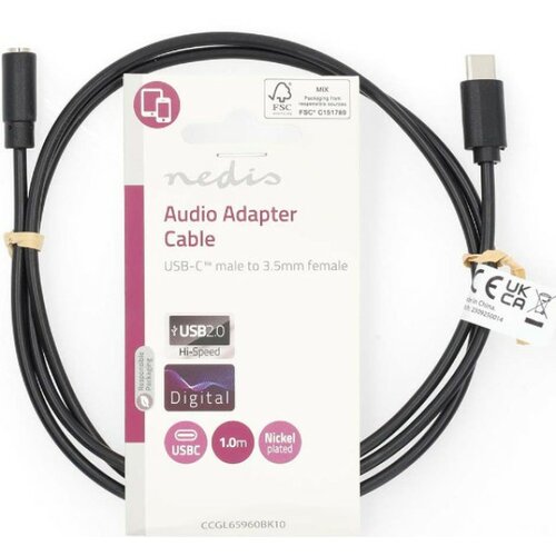 Nedis CCGL65960BK10 Adapterski kabl sa USB-C na 3,5mm muški sa 4-pinom, 1m Cene