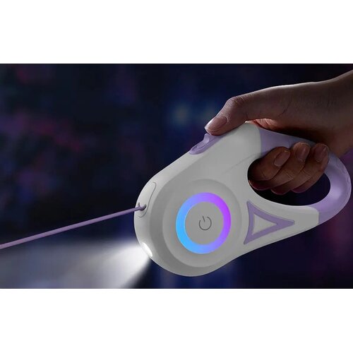 Rojeco RQYS-04 automatski povodac s LED i RGB svjetlom, 5 m, ljubičasti Slike