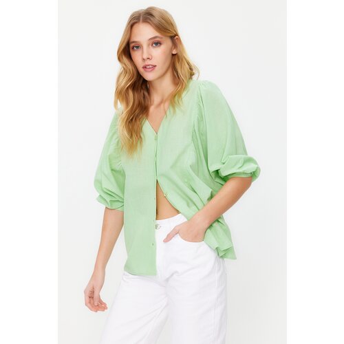 Trendyol Green Bat Sleeve Regular Normal Fit Woven Shirt Cene