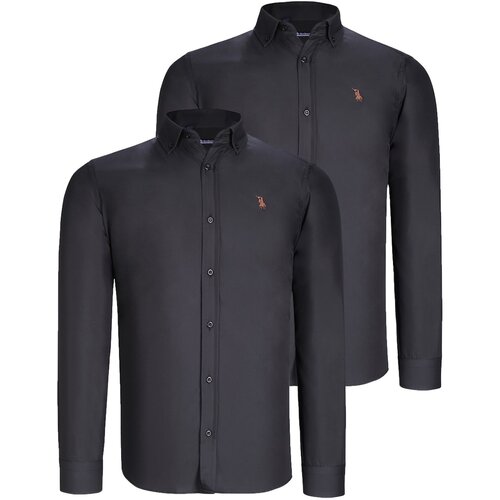Dewberry DUO SET G725 MEN&amp;#039;S SHIRTS-BLACK-BLACK Slike