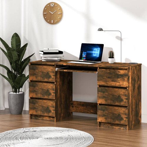 vidaXL Pisalna miza dimljeni hrast 140x50x77 cm konstruiran les Cene