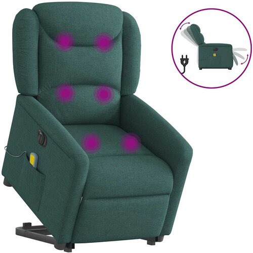vidaXL Električni masažni naslonjač na podizanje tkanina tamnozeleni Cijene