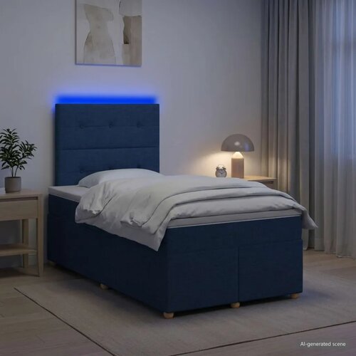  Boxspring krevet s madracem Plava 120 x 190 cm Tkanina - Plava 120 x 190 cm Pro&amp;scaron;iveno gumbima Slike