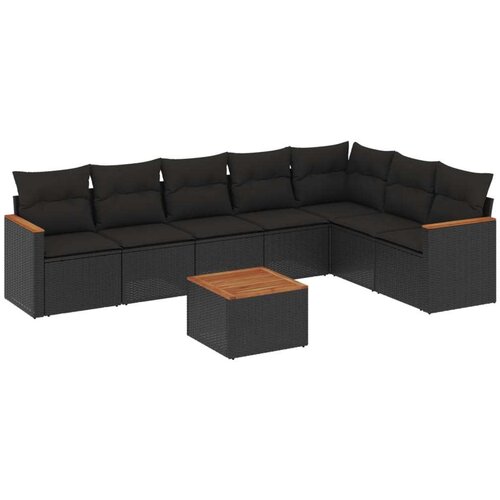 8-dijelni set vrtnih sofa od poliratana s jastucima crni Slike
