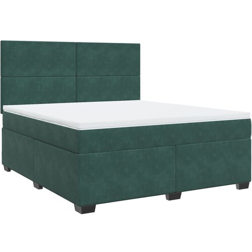 vidaXL Box spring postelja z vzmetnico temno zelena 180x200 cm žamet, (21305568) Cene