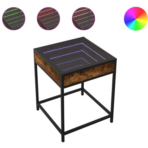 Maison Chic Nočna mizica - Nočna omarica - Nočna miza z neskončnimi LED dimljeni hrast 40x40x51 cm, (21688595) Slike