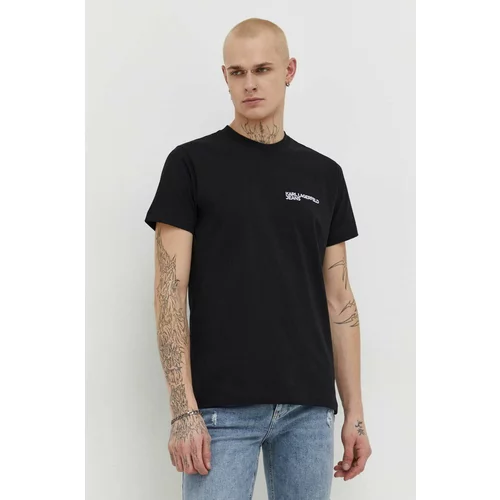 KARL LAGERFELD JEANS Bombažna kratka majica moški, črna barva