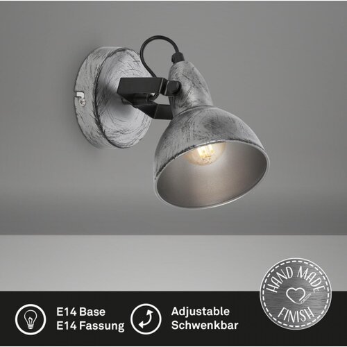 BRILONER 2049-014 - zidno spot svetlo retro 1xE14/40W/230V sivo Slike