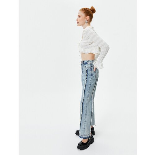 Koton Tassel Detailed Straight Jean Jeans Straight Asymmetrical Leg - Eve Jean Cene