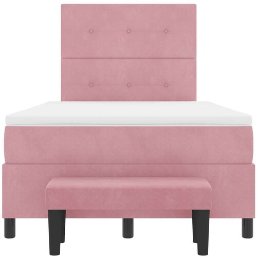 Box Spring Krevet s Madracem &amp;amp;amp Klupom Ružičasta 120x200 cm Velur Slike