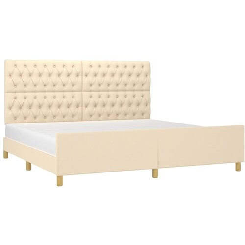  Okvir za krevet s uzglavljem krem 180 x 200 cm od tkanine Slike