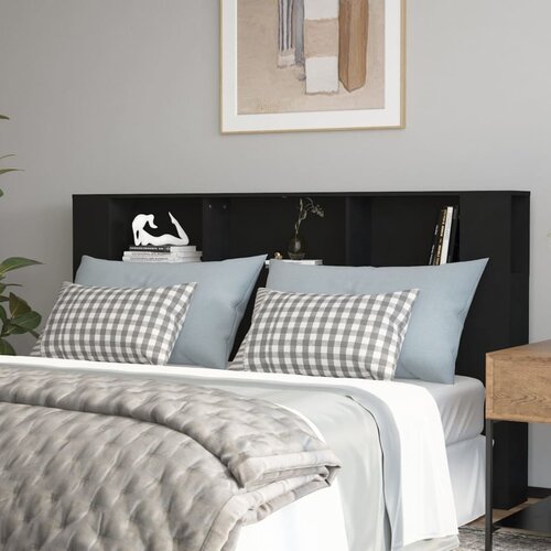 VidaXL Uzglavlje s ormarićem crno 180 x 18,5 x 104,5 cm Slike