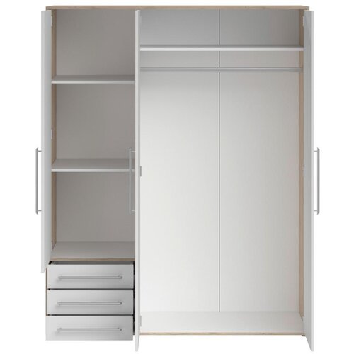 Modern Living omara s klasičnimi vrati lyss, bela, hrast, 155 cm Slike
