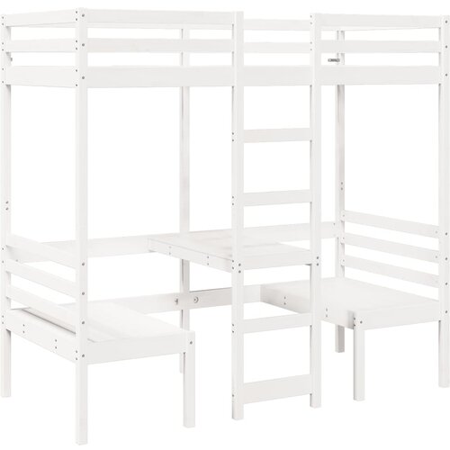 Maison Chic Dvignjeni Postelja za odrasle - Posteljni Okvir z mizo in stoli bel 75x190cm borovina, (22082597) Cene