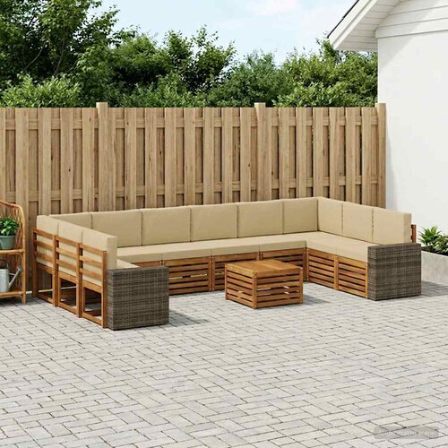  Set vanjskih sofa s jastukom 11 pcs Prirodna i bež Poliester Cene