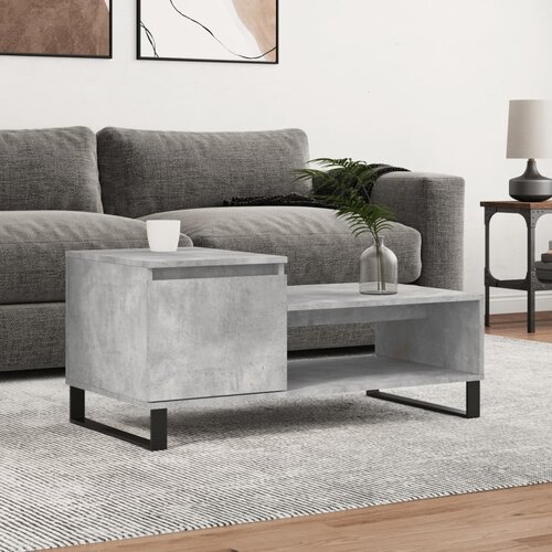 VidaXL Klubska mizica betonsko siva 100x50x45 cm konstruiran les Slike
