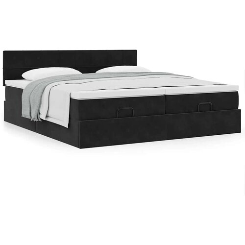 VidaXL Okvir kreveta s madracima crni 160x200cm bar&amp;scaron;unasti Slike