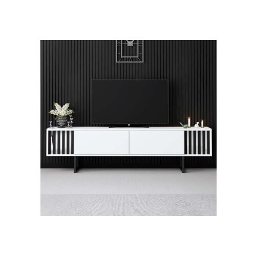 Hanah home TV polica Chrome Line White Black Slike
