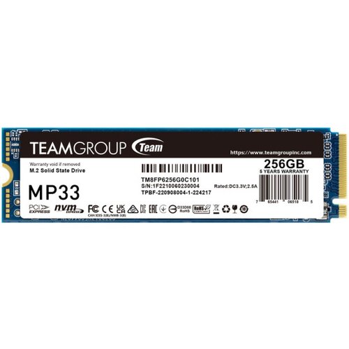 SSD M.2 NVMe TeamGroup 256GB MP33 Gen3x4 1600MBs/1000MBs TM8FP6256G0C101 Cene