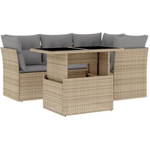 Maison Chic Seti vrtnega pohištva - Vrtna garnitura - Vrtni pohištvo set 5-delna z blazinami bež poli ratan, (21820074) Cene