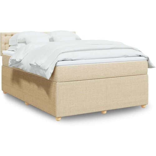  Krevet s oprugama i madracem krem 140 x 190 cm od tkanine Cijene