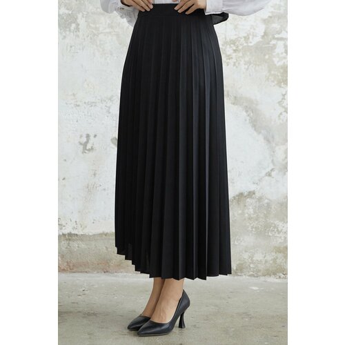 InStyle Luisa Waist Elastic Pleated Skirt - Black Slike