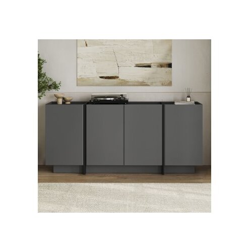 Hanah home Antracitno siva komoda s rupom za kabele 180x80x45 cm Dorma – Cene