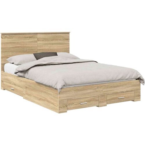  Okvir za krevet s uzglavljem Sonoma hrast 135 x 190 cm Slike