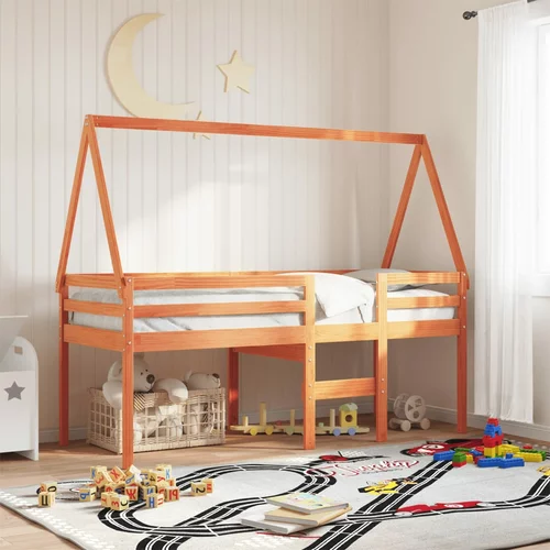 vidaXL Streha za otroško posteljo voščeno rjava 199x80,5x88 borovina