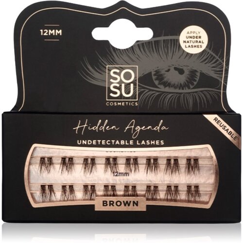 SOSU Cosmetics Hidden Agenda Undetectable Lashes &scaron;opaste lepilne trepalnice brez vozlička 12 mm Brown 16 kos Cene