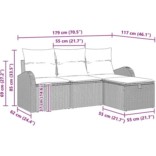 Set sofe s jastukom s pohranom 4 pcs Bež i krema poliratan Slike