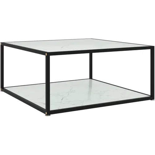 vidaXL Klubska mizica bela 80x80x35 cm kaljeno steklo, (20625167)