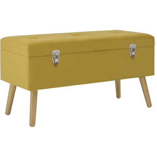 The Living Store Klop s prostorom za shranjevanje 80 cm gorčično rumen žamet - Klop, (21493910) Cene
