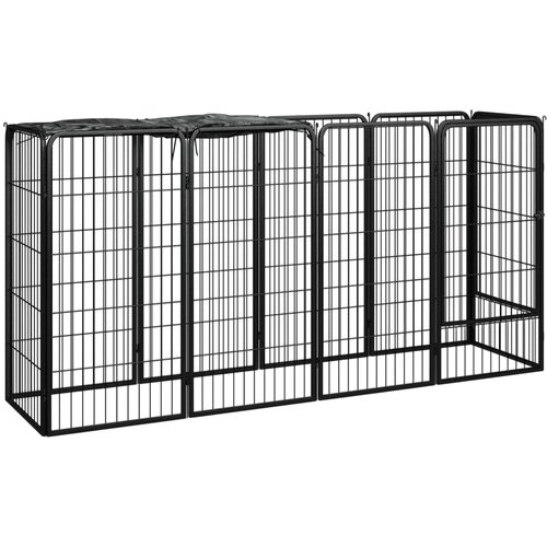 VidaXL Ograda za pse s 10 panela crna 50 x 100 cm čelik obložen prahom Slike