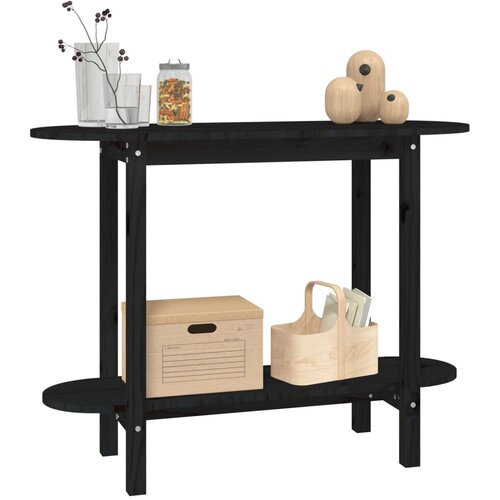  Konzolni stol crni 110 x 40 x 80cm od masivne borovine Slike