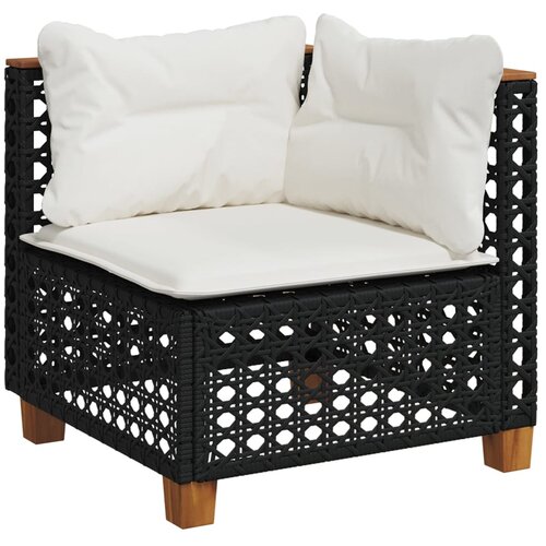  10-dijelni set vrtnih sofa s jastucima crni od poliratana Crna 55 x 55 x 36 cm Slike