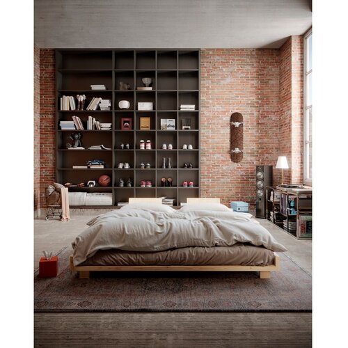 Karup Design Rjava zakonska postelja iz masivnega bora z letvenim dnom 180x200 cm Social &amp;ndash; Slike