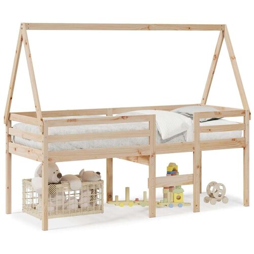 VidaXL Visoki krevet s krovom 75 x 190 cm od masivne borovine Slike