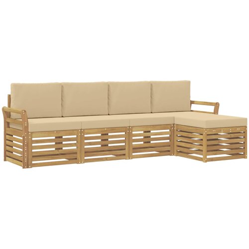  Set vanjskih sofa 5 pcs Bijela i bež 253 x 122,5 x 73 cm Slike