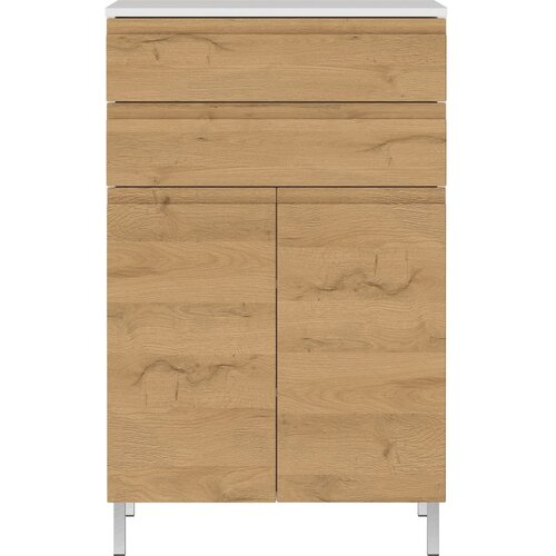 Germania Bijeli niski kupaonski ormarić u dekoru hrasta 60x97 cm Torrance - Cijene