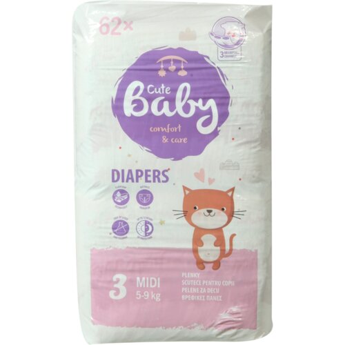  CUTE BABY pelene Midi 3 62kom Cene