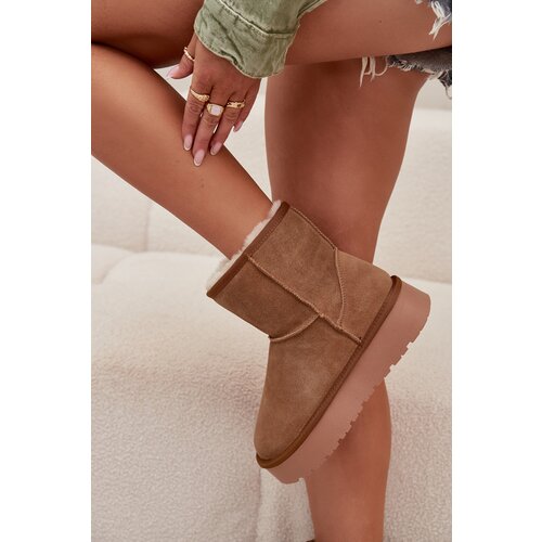 Boto Women&amp;#039;s Snow Boots Made of Natural Suede on Platform Camel Privine Slike