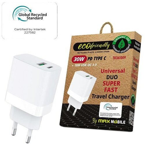Max Mobile KUĆNI PUNJAČ PD QC3.0 DUO TYPE C 30W+USB 18W TR-361009 Cijene