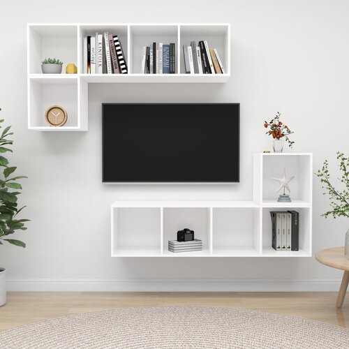 vidaXL Komplet TV omaric 4-delni bela iverna plošča Cene