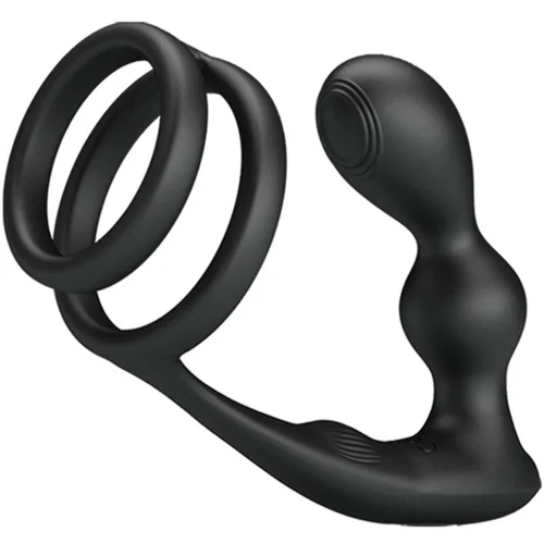 PRETTY LOVE MALE PRETTY LOVE - MARSHALL PENIS RING WITH VIBRATORY ANAL PLUG WITH REMOTE CONTROL