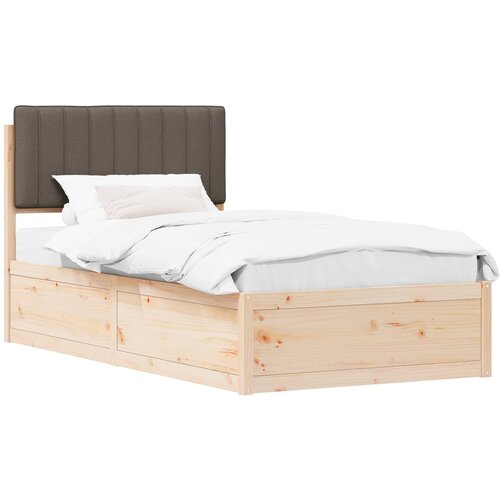 vidaXL Posteljni okvir z oblazinjenim vzglavjem Taupe 100 x 200 cm, (5000101427) Cene