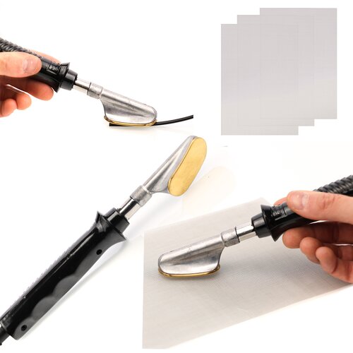 Rosfix Set Spajkalno Železo Za Izravnavo Plastike In 3 Mreže 20x15 cm &amp;ndash; Visoka Kakovost, Nerjaveče Jeklo | 230 mm, Grot 50x24 mm, Kabel 110 cm, (5000356668) Slike