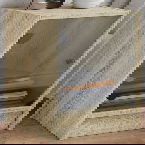 VidaXL Noćni ormarići staklena vrata 2 kom boja hrasta 35 x 37 x 42 cm Slike