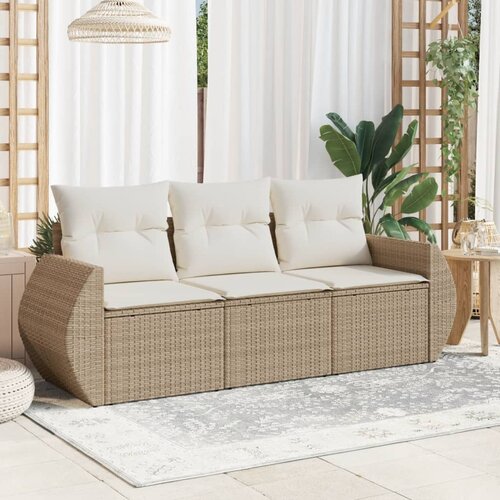 VidaXL 3-dijelni set vrtnih sofa od poliratana s jastucima bež Slike